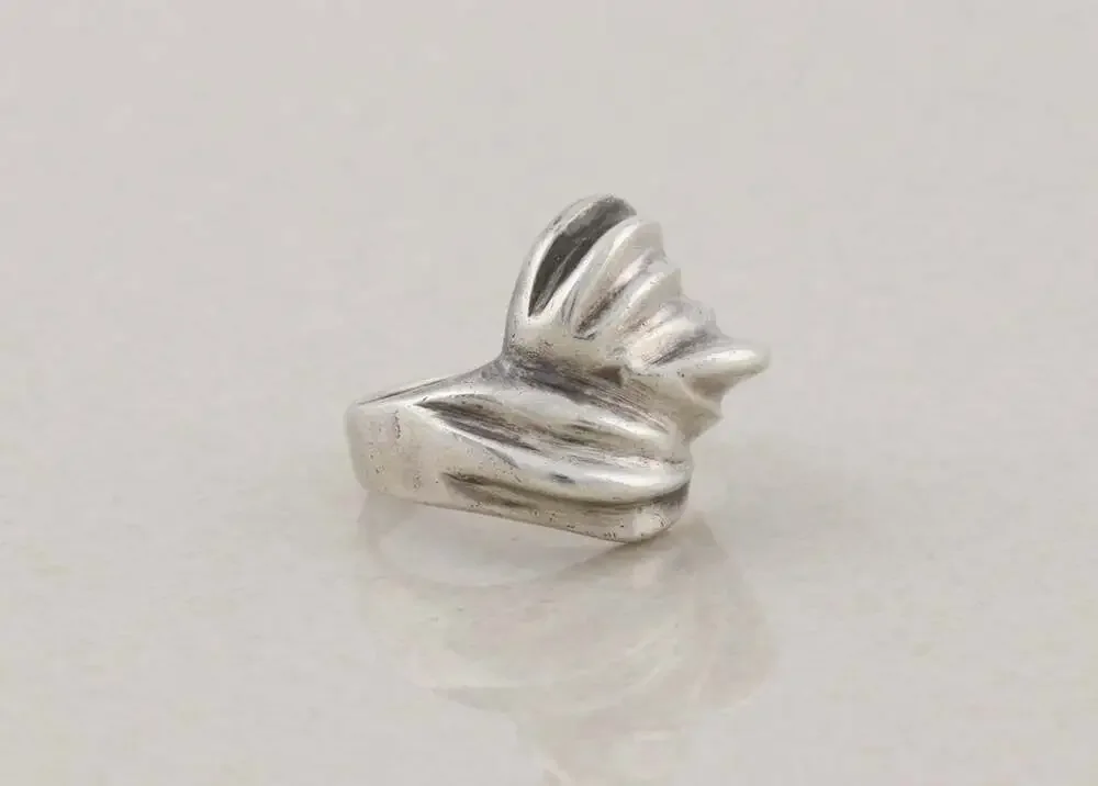 Sterling Silver Ribbed Textured Dome Ring Size 5 1/2 Petite Woman Pinky